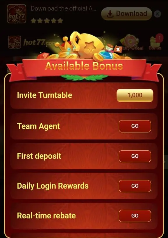 Hot77 game bonus