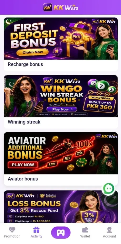 KKWIN game bonuses and rewards